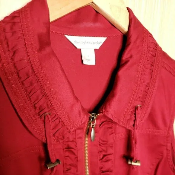 Christopher & Banks Womens Maroon Full Zip Lightweight Bmvest Large - Picture 3 of 7